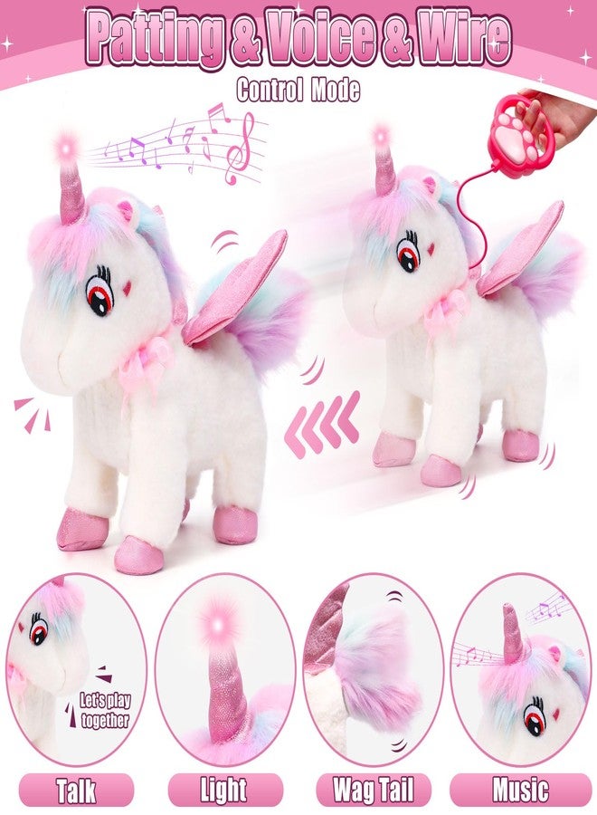 TUZT Walking Talking Remote Control Unicorn Toy for Girl Age 4-6, Electronic Interactive Plush Unicorn with Leash & Costume, Pretend Play Pet Care Toy Birthday Gift for Toddler Kid Girl Age 3 4 5 6 7 - Image 3